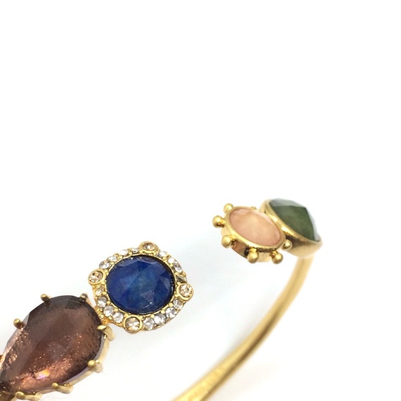 KATE SPADE PERFECTLY IMPERFECT GOLD TONE OPEN HINGED CUFF MULTI COLOR STONES - Picture 8 of 13